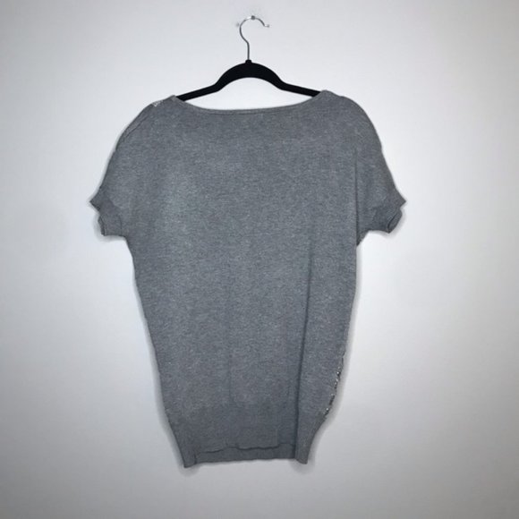 ARDEN B Sequin front gray short sleeve sweater top size Small - Picture 3 of 9